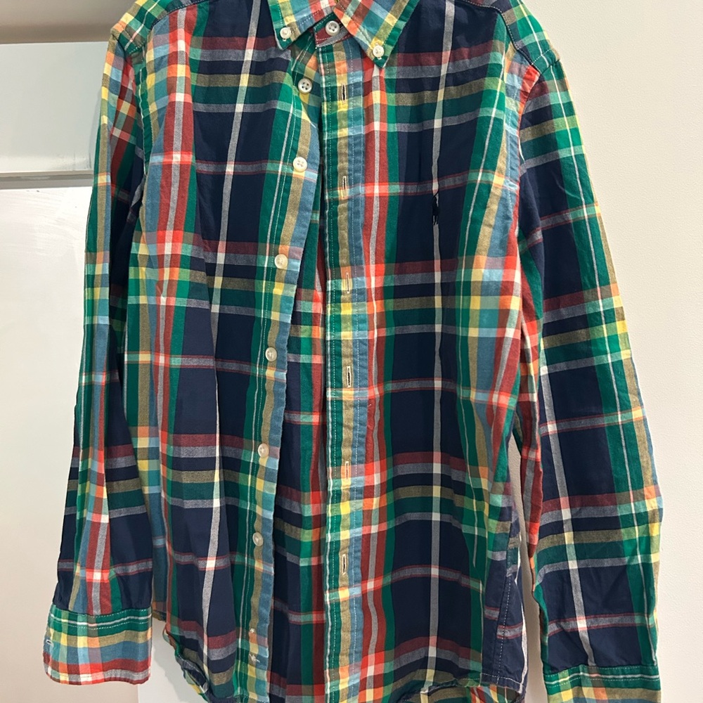 Ralph Lauren Green and Blue Casual Button Down Shirt
